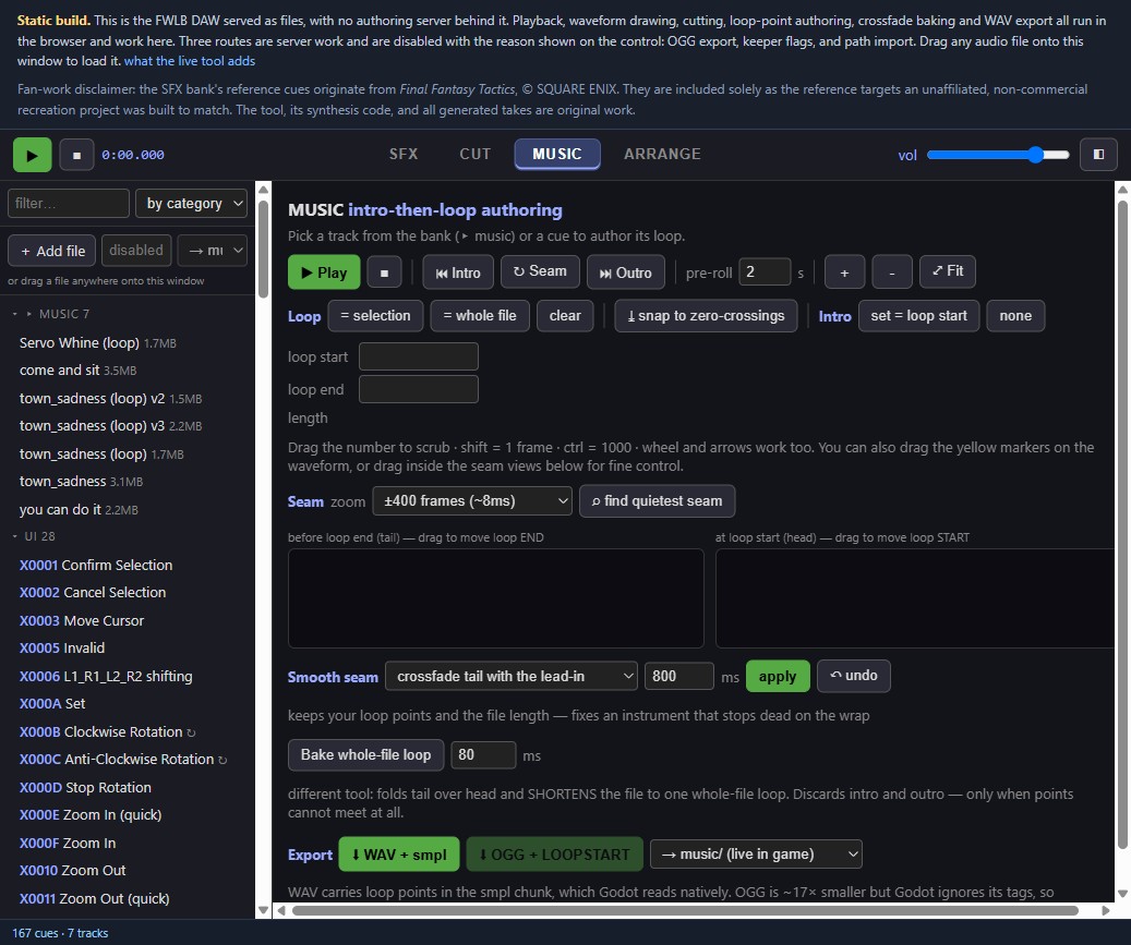 The audio DAW — music loop authoring